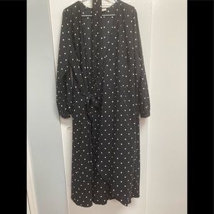 Black & white polka dot wrap dress